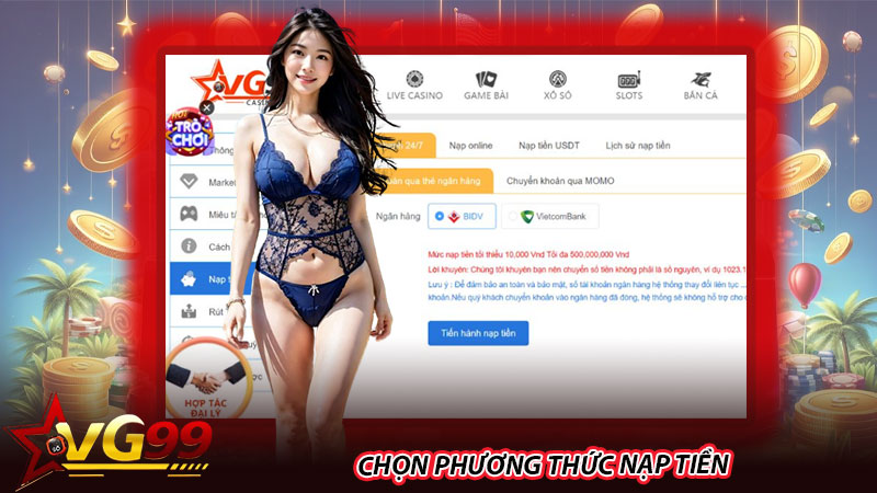 Chọn phương thức nạp tiền